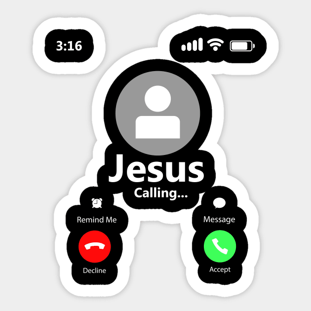 'Jesus Is Calling' Amazing Christians Cross Sticker by ourwackyhome